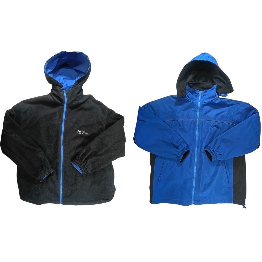 Santco Reversible Hooded Jacket Mens XL Fleece Coat Alaska Embroidered Gorpcore